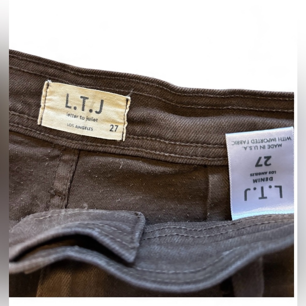 Letter To Juliet Brown Wide Leg Jeans with Distressed Hem - Picture 8 of 8